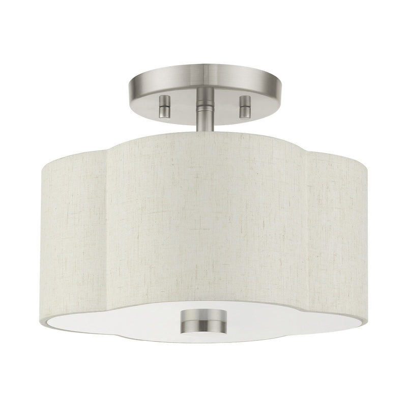 Livex Lighting 58061-91 Two Light Semi Flush Mount, Brushed Nickel