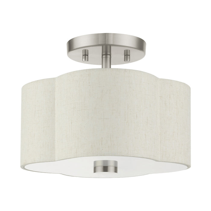 Livex Lighting 58061-91 Two Light Semi Flush Mount, Brushed Nickel