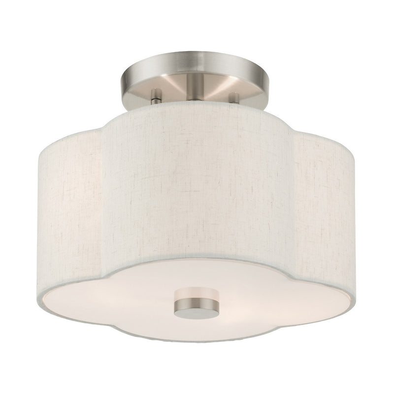 Livex Lighting 58061-91 Two Light Semi Flush Mount, Brushed Nickel