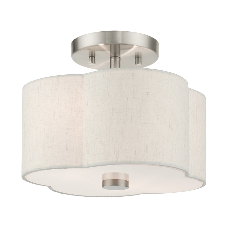 Livex Lighting 58061-91 Two Light Semi Flush Mount, Brushed Nickel