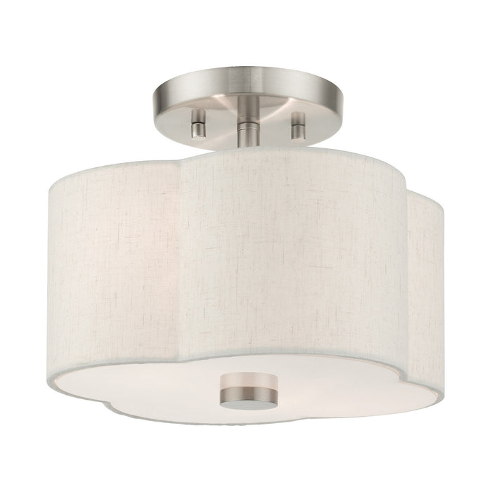 Livex Lighting 58061-91 Two Light Semi Flush Mount, Brushed Nickel