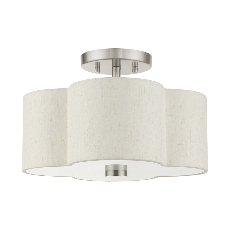 Livex Lighting 58062-91 Two Light Semi Flush Mount, Brushed Nickel