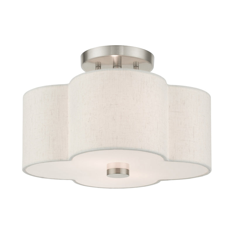 Livex Lighting 58062-91 Two Light Semi Flush Mount, Brushed Nickel