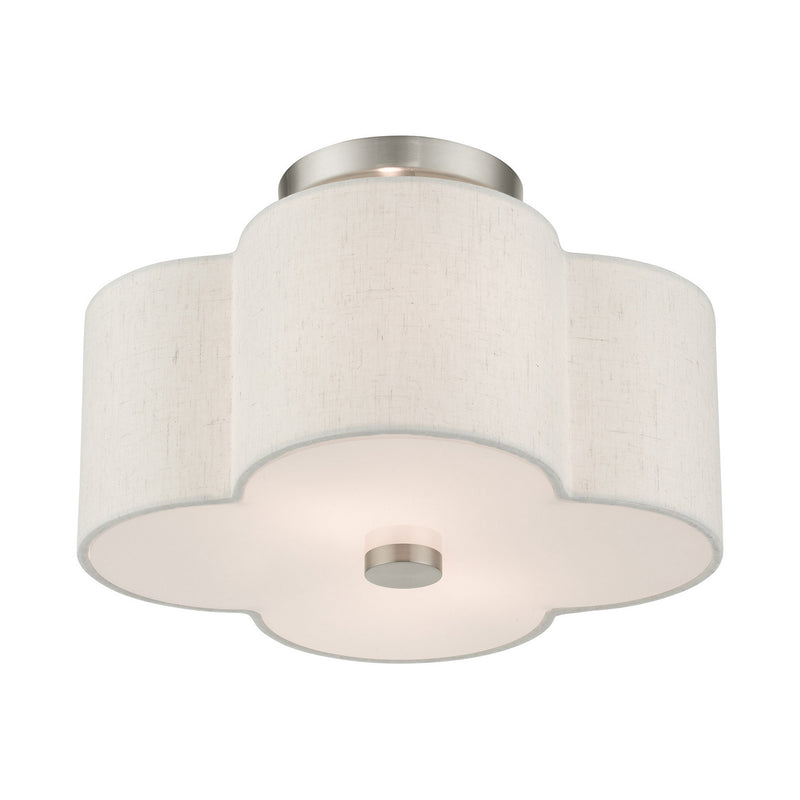 Livex Lighting 58062-91 Two Light Semi Flush Mount, Brushed Nickel