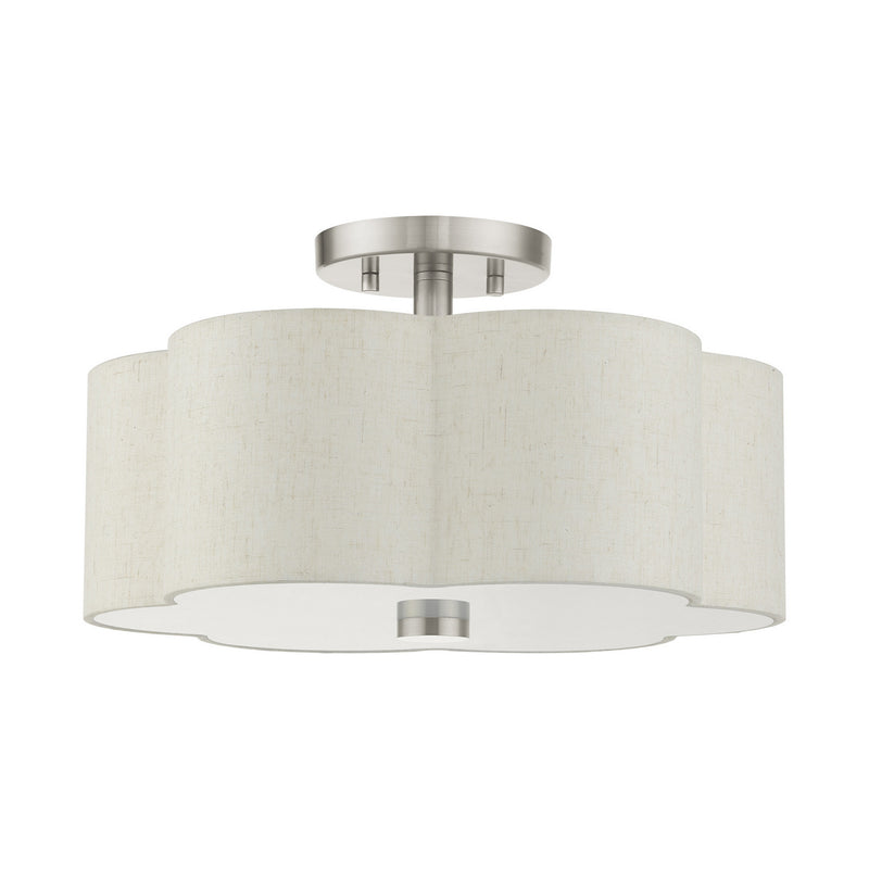 Livex Lighting 58063-91 Three Light Semi Flush Mount, Brushed Nickel