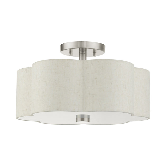 Livex Lighting 58063-91 Three Light Semi Flush Mount, Brushed Nickel