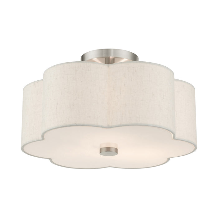 Livex Lighting 58063-91 Three Light Semi Flush Mount, Brushed Nickel
