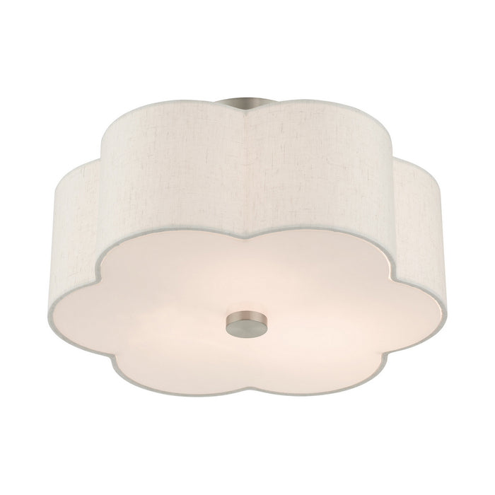 Livex Lighting 58063-91 Three Light Semi Flush Mount, Brushed Nickel