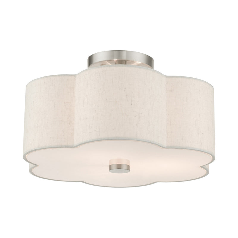 Livex Lighting 58063-91 Three Light Semi Flush Mount, Brushed Nickel