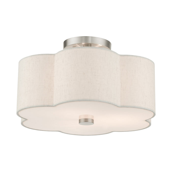 Livex Lighting 58063-91 Three Light Semi Flush Mount, Brushed Nickel