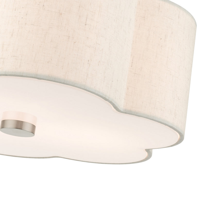 Livex Lighting 58063-91 Three Light Semi Flush Mount, Brushed Nickel