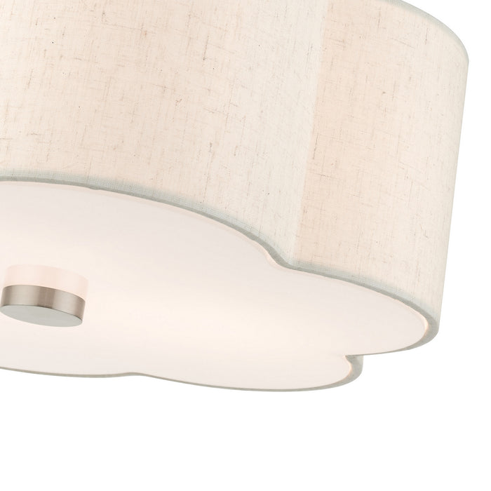 Livex Lighting 58063-91 Three Light Semi Flush Mount, Brushed Nickel