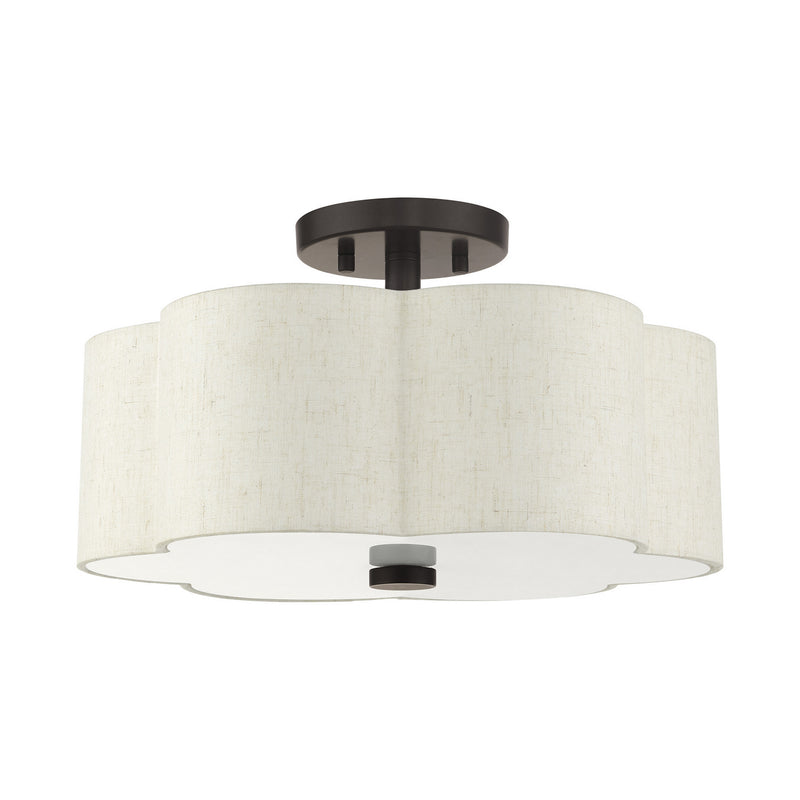 Livex Lighting 58063-92 Three Light Semi Flush Mount, English Bronze
