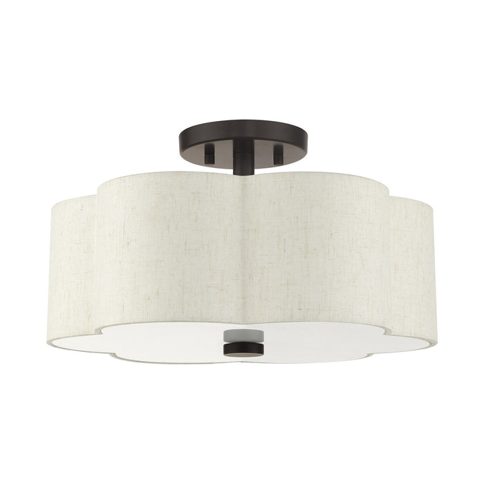 Livex Lighting 58063-92 Three Light Semi Flush Mount, English Bronze