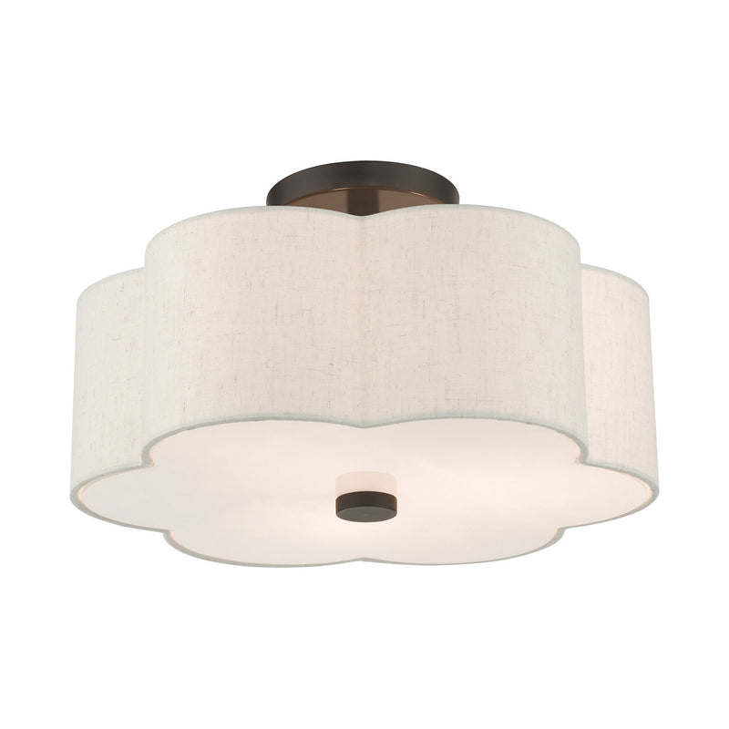 Livex Lighting 58063-92 Three Light Semi Flush Mount, English Bronze