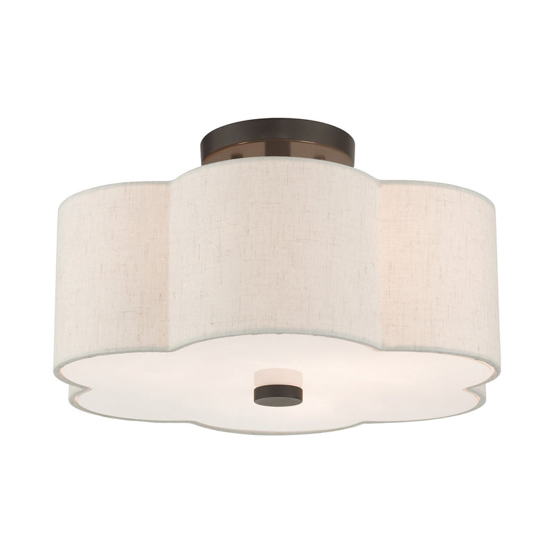 Livex Lighting 58063-92 Three Light Semi Flush Mount, English Bronze