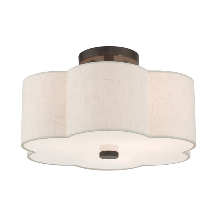 Livex Lighting 58063-92 Three Light Semi Flush Mount, English Bronze