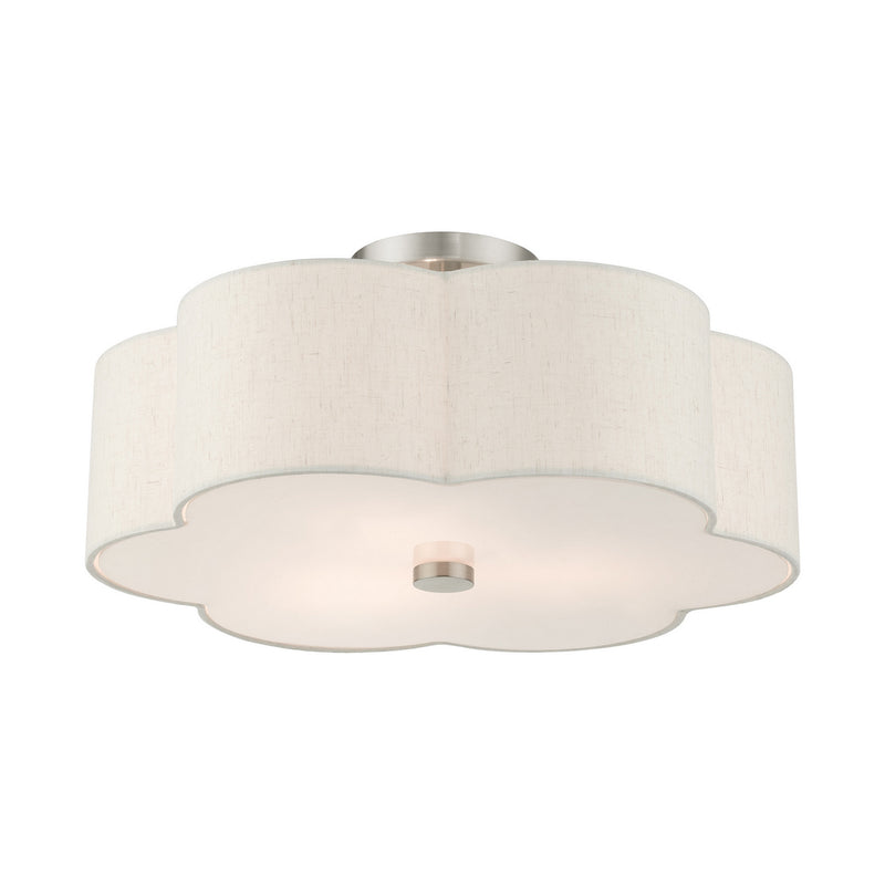 Livex Lighting 58064-91 Three Light Semi Flush Mount, Brushed Nickel