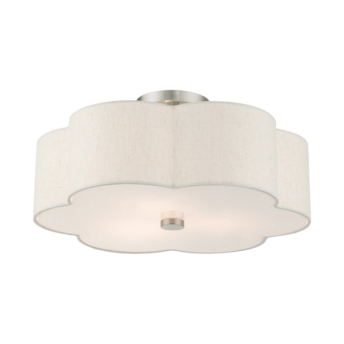 Livex Lighting 58064-91 Three Light Semi Flush Mount, Brushed Nickel
