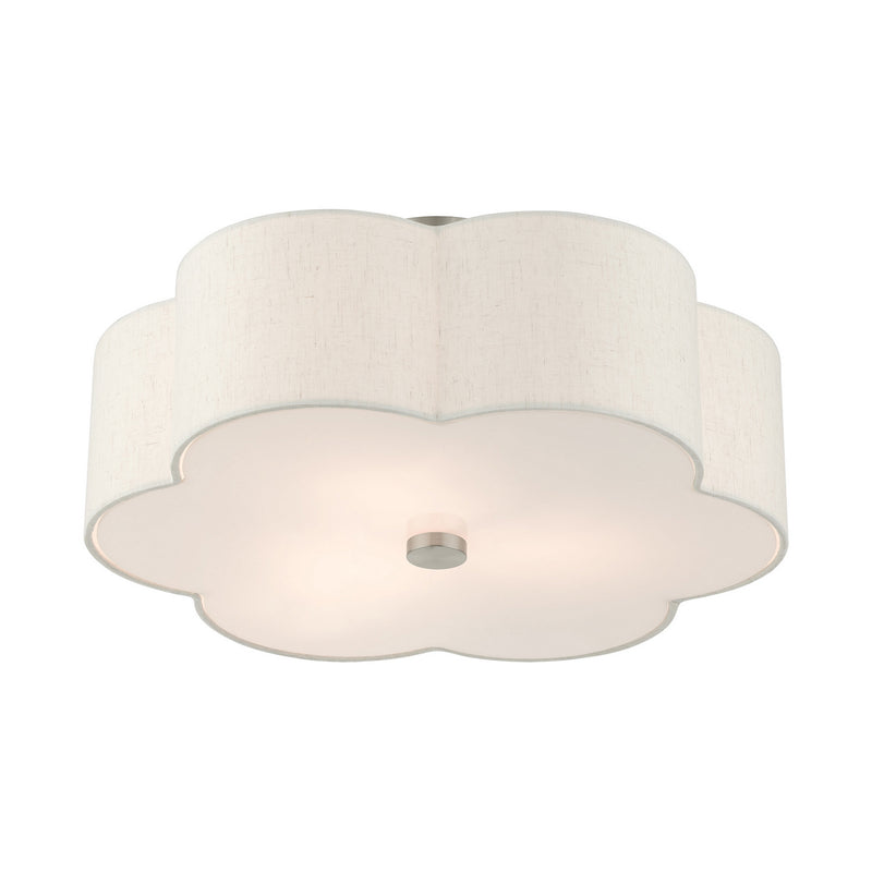 Livex Lighting 58064-91 Three Light Semi Flush Mount, Brushed Nickel