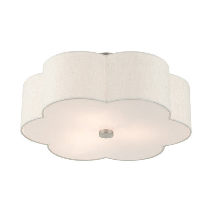 Livex Lighting 58064-91 Three Light Semi Flush Mount, Brushed Nickel