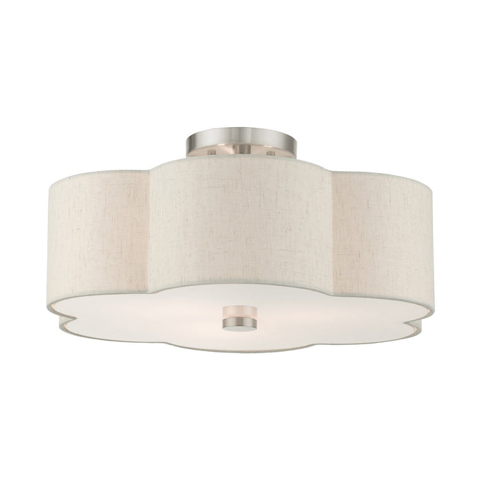 Livex Lighting 58064-91 Three Light Semi Flush Mount, Brushed Nickel