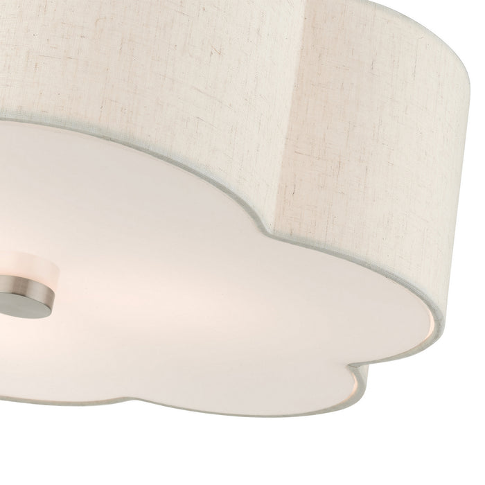 Livex Lighting 58064-91 Three Light Semi Flush Mount, Brushed Nickel
