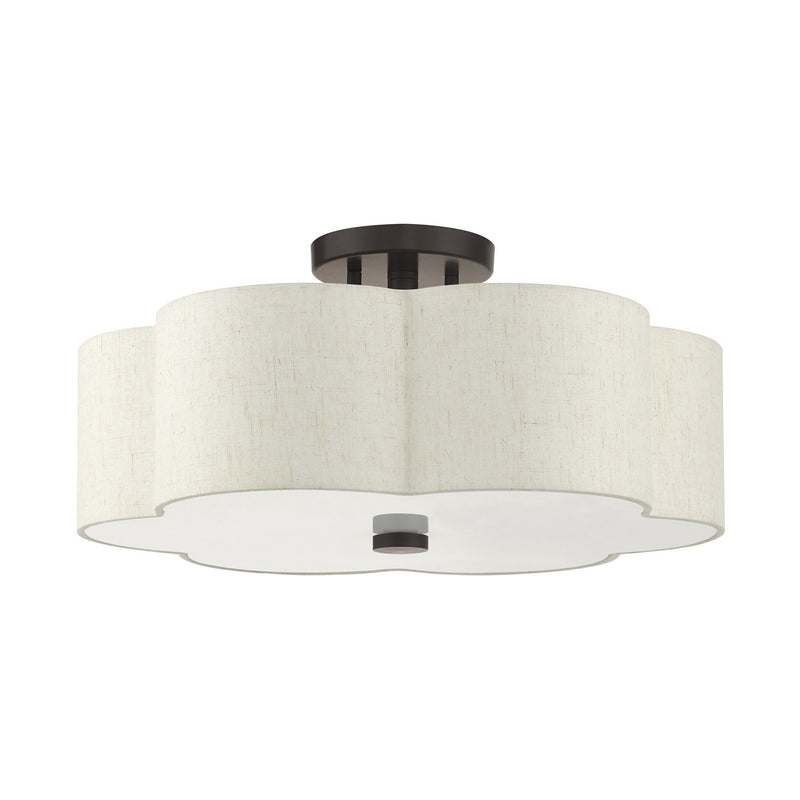 Livex Lighting 58064-92 Three Light Semi Flush Mount, English Bronze