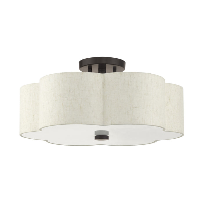 Livex Lighting 58064-92 Three Light Semi Flush Mount, English Bronze