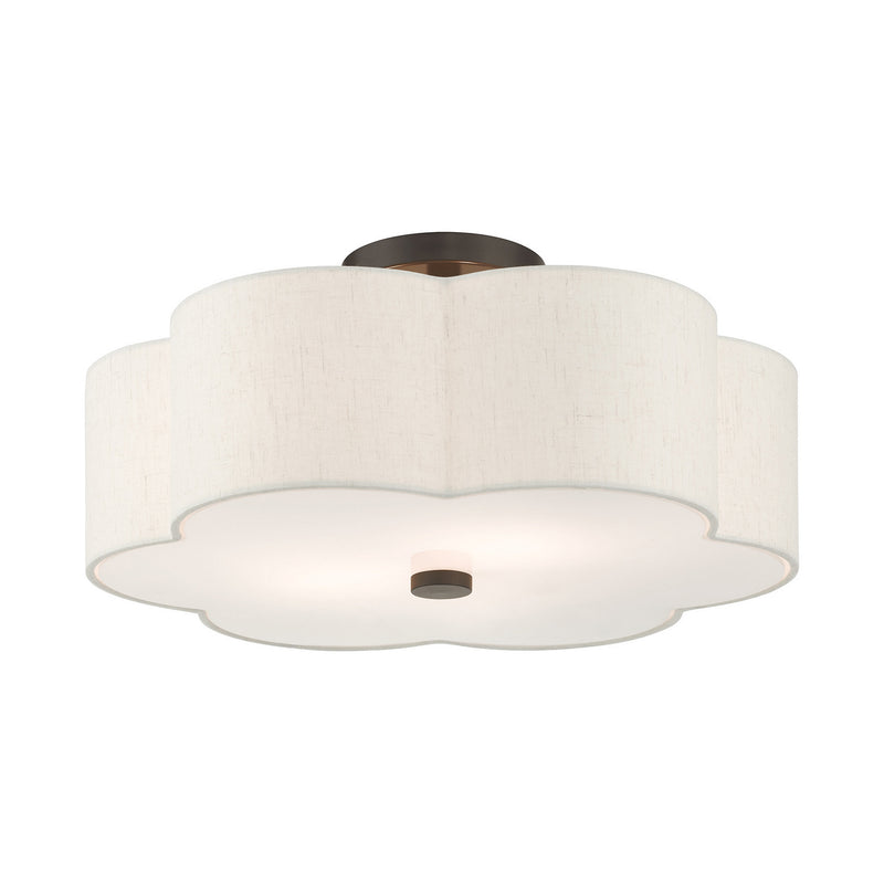 Livex Lighting 58064-92 Three Light Semi Flush Mount, English Bronze