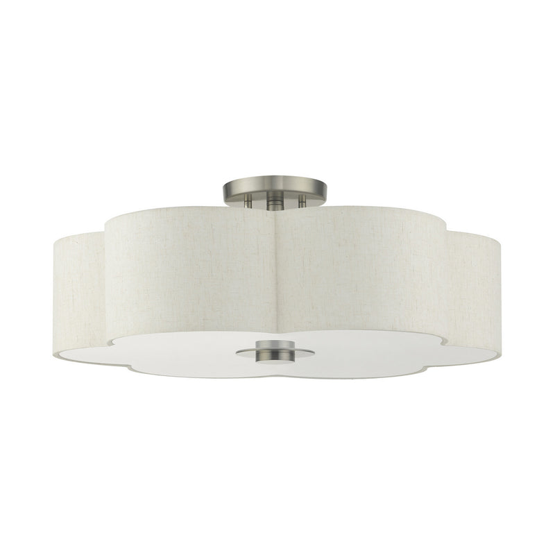 Livex Lighting 58068-91 Five Light Semi Flush Mount, Brushed Nickel