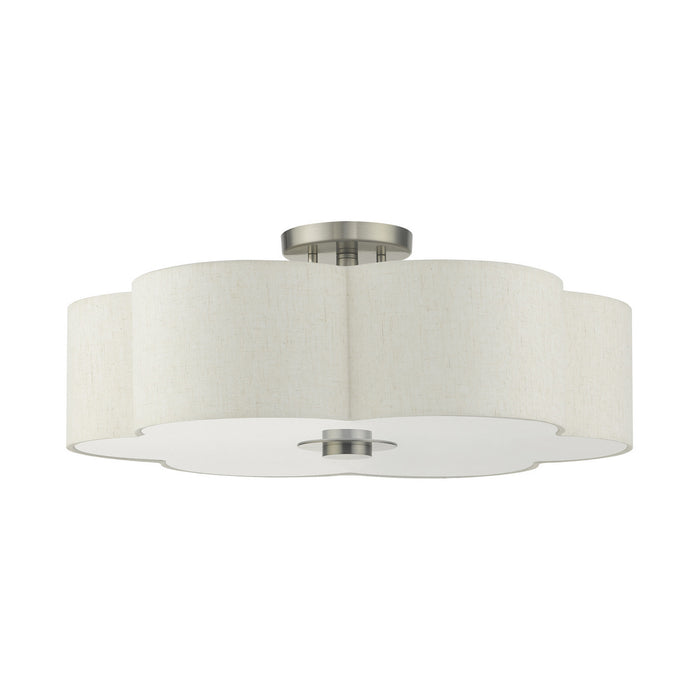 Livex Lighting 58068-91 Five Light Semi Flush Mount, Brushed Nickel