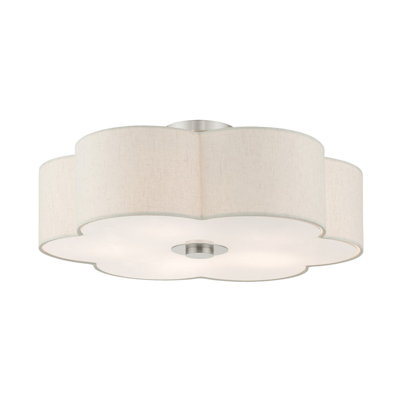 Livex Lighting 58068-91 Five Light Semi Flush Mount, Brushed Nickel