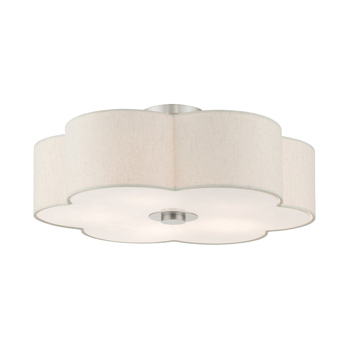 Livex Lighting 58068-91 Five Light Semi Flush Mount, Brushed Nickel