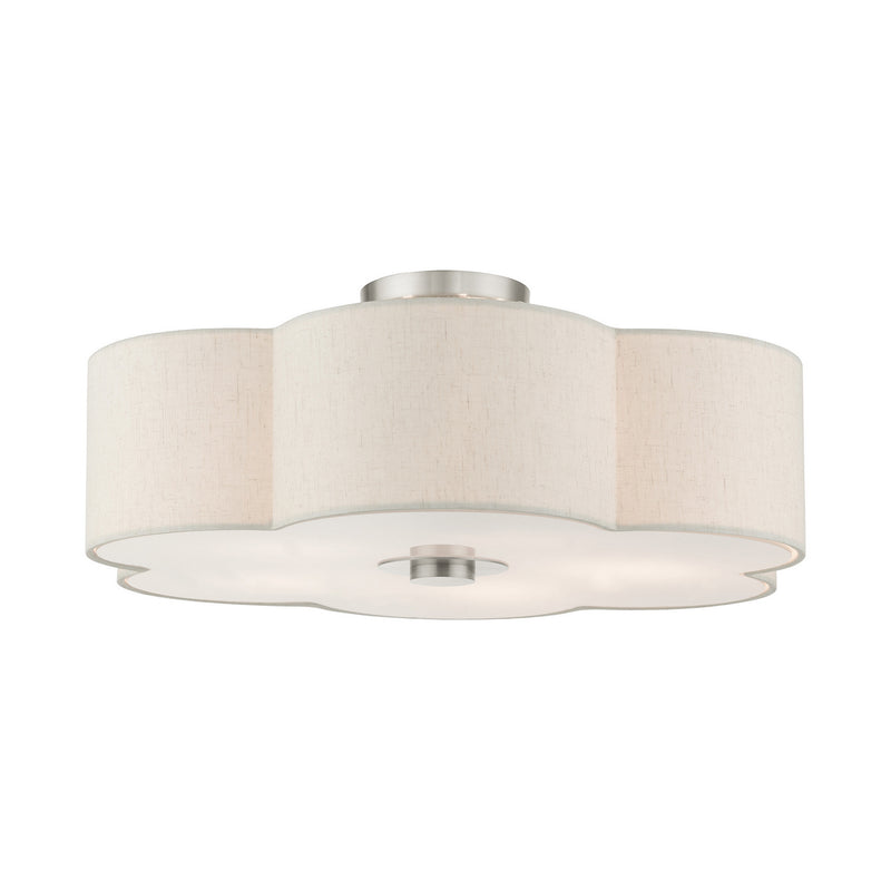 Livex Lighting 58068-91 Five Light Semi Flush Mount, Brushed Nickel