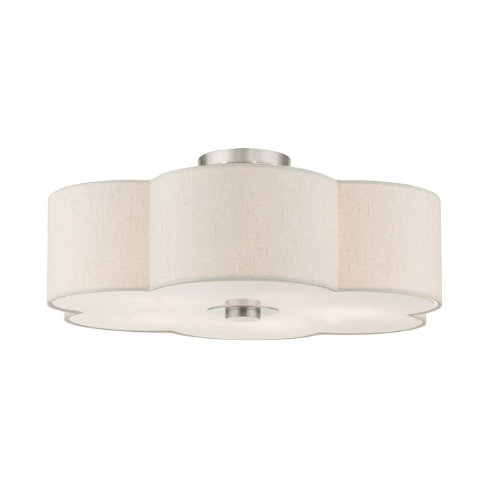 Livex Lighting 58068-91 Five Light Semi Flush Mount, Brushed Nickel