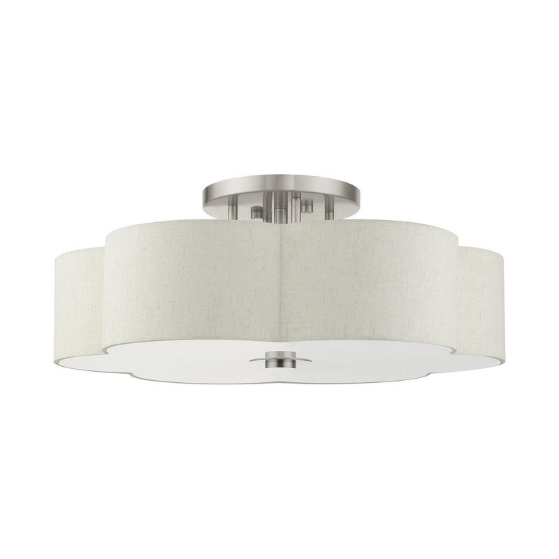 Livex Lighting 58069-91 Six Light Semi Flush Mount, Brushed Nickel