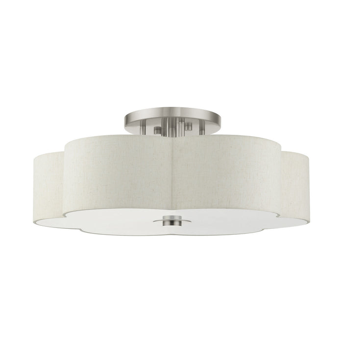 Livex Lighting 58069-91 Six Light Semi Flush Mount, Brushed Nickel