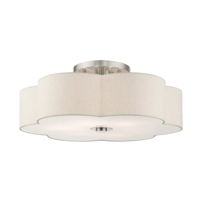 Livex Lighting 58069-91 Six Light Semi Flush Mount, Brushed Nickel