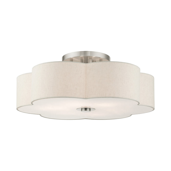 Livex Lighting 58069-91 Six Light Semi Flush Mount, Brushed Nickel