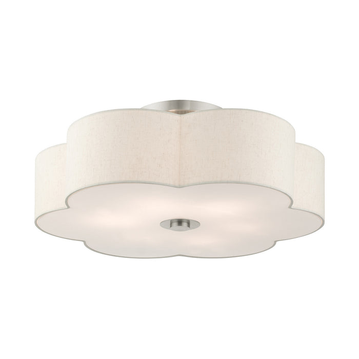 Livex Lighting 58069-91 Six Light Semi Flush Mount, Brushed Nickel