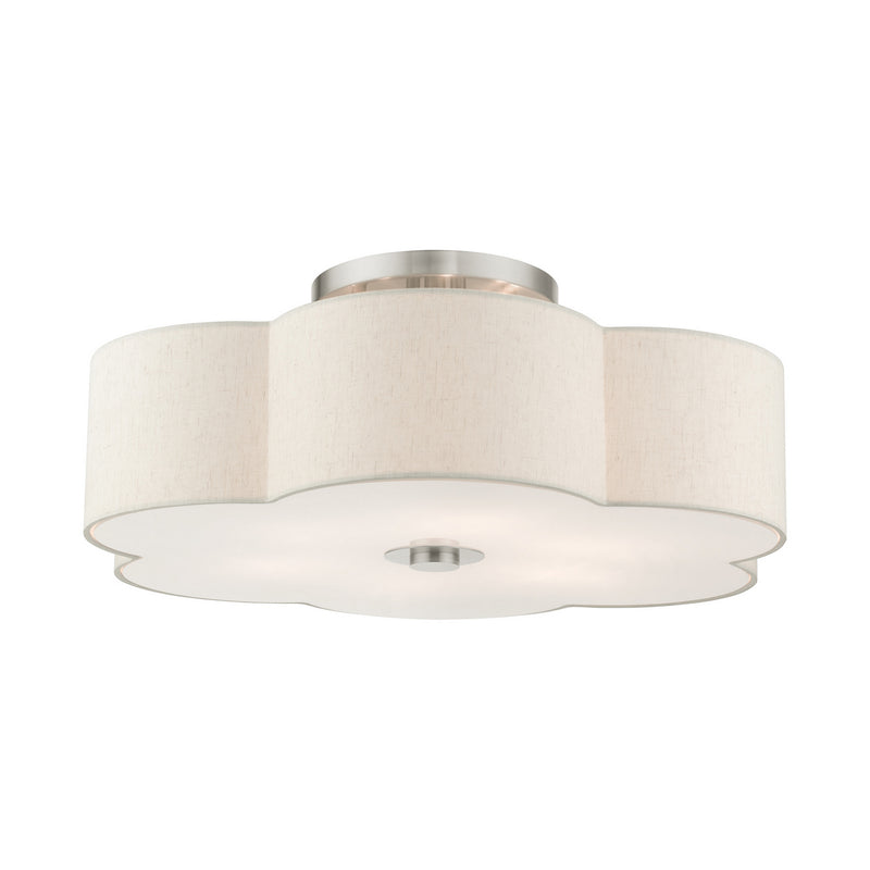 Livex Lighting 58069-91 Six Light Semi Flush Mount, Brushed Nickel