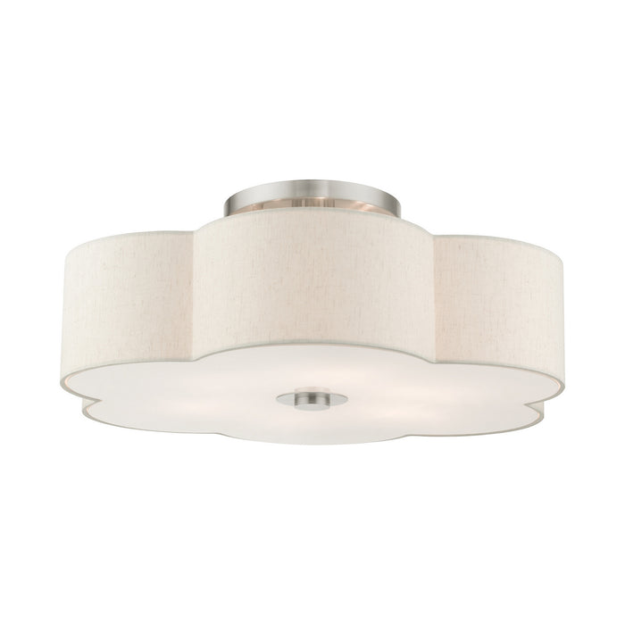 Livex Lighting 58069-91 Six Light Semi Flush Mount, Brushed Nickel