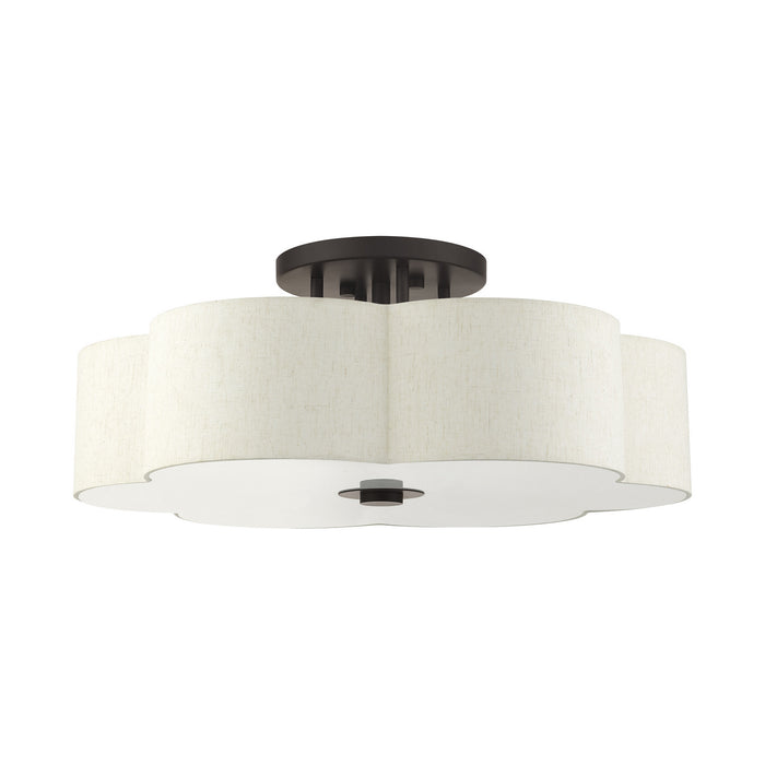 Livex Lighting 58069-92 Six Light Semi Flush Mount, English Bronze