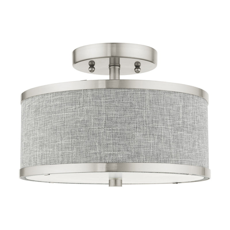 Livex Lighting 60421-91 Two Light Semi Flush Mount, Brushed Nickel