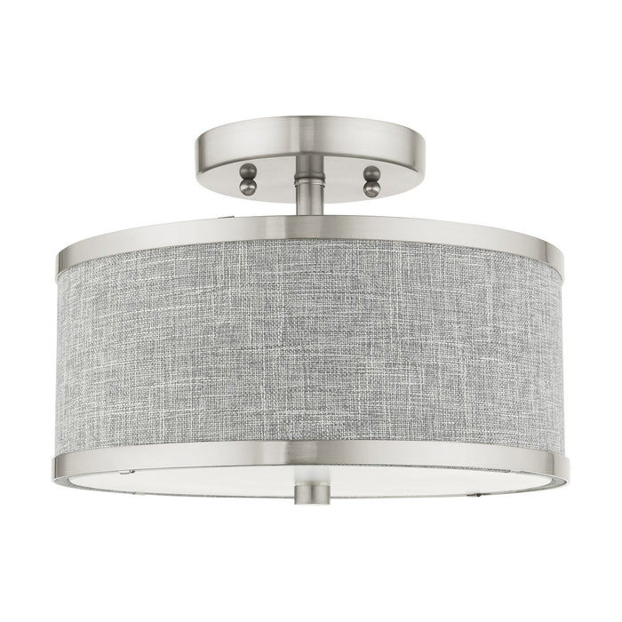 Livex Lighting 60421-91 Two Light Semi Flush Mount, Brushed Nickel