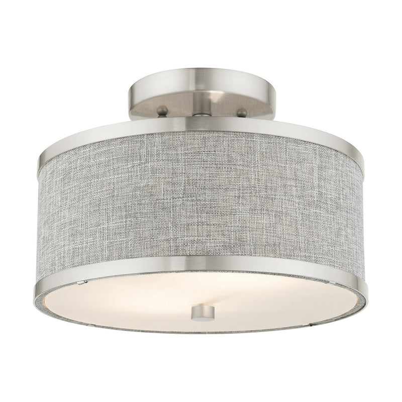 Livex Lighting 60421-91 Two Light Semi Flush Mount, Brushed Nickel
