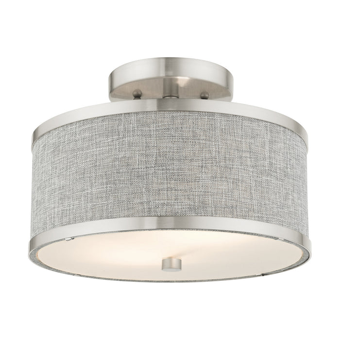 Livex Lighting 60421-91 Two Light Semi Flush Mount, Brushed Nickel