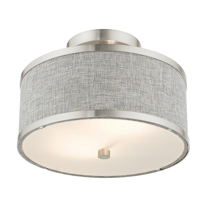 Livex Lighting 60421-91 Two Light Semi Flush Mount, Brushed Nickel
