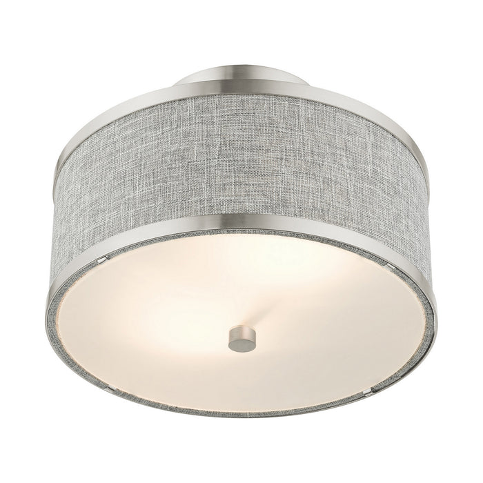 Livex Lighting 60421-91 Two Light Semi Flush Mount, Brushed Nickel
